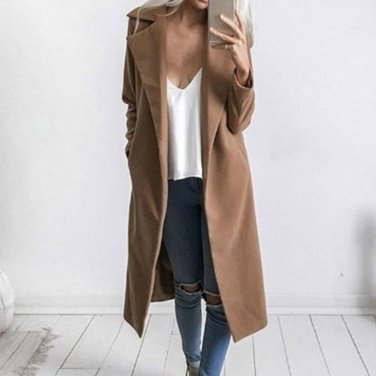 Elegant Winter Slim Long Coat Women Slim Windbreaker 2017 Solid Color Fluffy Warm Overcoat Female Ca