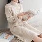 KYMAKUTU Turtleneck Sweaters for Women Clothing Autumn Winter Long Sweater Coats Solid All Match Jum