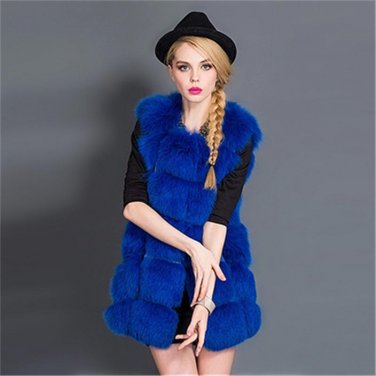 Plus Size Autumn Winter Fur Vest Luxury Chic Hairy Faux Fur Coat Women Thick Warm Sleeveless Jacket 
