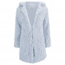 2017 autumn winter new spot lamb wool long sleeve jacket cardigan sweater lapel fluffy long coat swe