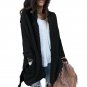 Winter Women Casual Open Front Faux Fur Long Sleeve Splits Irregular Coat Plush Fluffy Black Jackets