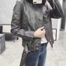 2017 New Women Autumn Winter Grey Faux Leather Jacket Lady Short Slim Motorcycle Biker Soft Pu Black