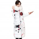 Fashion Printed Female Luxury Soft Fur Collar Hooded Warm Winter Coat Ladies Long Maxi Winter Thick 