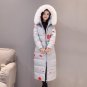 Fashion Printed Female Luxury Soft Fur Collar Hooded Warm Winter Coat Ladies Long Maxi Winter Thick 