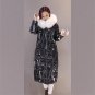 Fashion Printed Female Luxury Soft Fur Collar Hooded Warm Winter Coat Ladies Long Maxi Winter Thick 