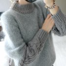 Winter Thick and Soft Braided Cozy Women O-neck Pullover Sweater Female Dress Coat Plush Mohair Jers