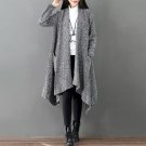 2017 Women Long Cardigan Elegant Warm Fashion Autumn Winter Coats Full Sleeve Pockets Jacket Loose C