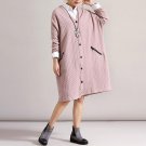 Womens Fashion Autumn Winter Casual Vintage Retro V-neck Long Sleeve Loose Solid Cardigan Jacket Coa