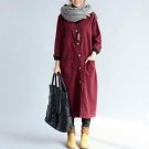 Women 2017 Casual  Loose Long Buttons Jacket  Cardigan Winter Long Sleeve V-Neck Pockets Solid Vinta