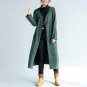 Women 2017 Casual  Loose Long Buttons Jacket  Cardigan Winter Long Sleeve V-Neck Pockets Solid Vinta