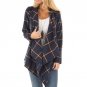 Fashion 2018 Winter Women Open Front Wide Lapel Neck Long Sleeve Asymmetrical Baggy Jacket Wool Blen