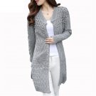 Bead Pearl Women Long Cardigan 2017 Autumn Winter Knitted Sweaters Coats Warm Outwear Cardigans Casu