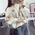 2017 new hot sale women\'s autumn winter o-neck long sleeve embroidery knit cardigans coat woman loo