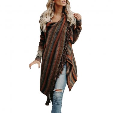 women winter jacket 2017 Knitted Sweater Irregular Tassel Cardigan Knitwear Coat Ladies outwear plus