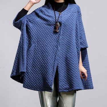 2017 Women Round Neck Button Solid Jacket Coats Outwear Winter Causal Batwing Sleeve Pockets Long Ca