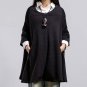2017 Women Round Neck Button Solid Jacket Coats Outwear Winter Causal Batwing Sleeve Pockets Long Ca