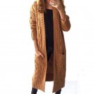 Women Cardigan Sweater Poncho Winter Ladies Long Sleeve Solid Pockets Knitted Sweater Open Stitch Ca
