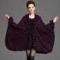 Autumn and winter loose Large size Women cape shawl coat fur irregular wool knit cloak jacket Cardig