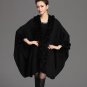 Autumn and winter loose Large size Women cape shawl coat fur irregular wool knit cloak jacket Cardig