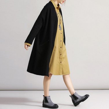 2017 Autumn Women Long Sleeve Solid V-neck Single Breasted Long Cardigan Tops Jacket Winter Casual B