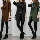 Autumn Winter Women Casual Coats Turn-down Collar Warm Woolen Long Sleeve Slim Outwear Lapel Cardiga