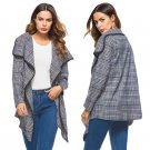 Women Plaid Blazers Coat Winter Autumn Long Sleeve Cardigan Waterfall Long Jacket Asymmetric Open St