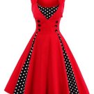 Red Double-Breasted Polka Dots Women\'s Day Dress