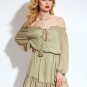 Vacation Plain Slash Neck Long Sleeve Women\'s Day Dress