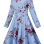 Vintage Long Sleeve Printed Women\'s Day Dress