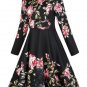 Vintage Long Sleeve Printed Women\'s Day Dress