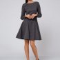 Gray Round Neck A-Line Long Sleeve Dress