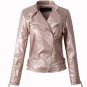 Women faux leather jacket jaquetas casacos de couro feminino long sleeve PU coat yellow big size XS