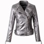 Women faux leather jacket jaquetas casacos de couro feminino long sleeve PU coat yellow big size XS