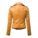 2017 New Fashion Spring Women Brand Faux Soft Leather Jackets PU Black Yellow Zippers Long Sleeve Mo