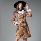 2018 Winter Women\'s Leather Jackets Long Sleeves Floral Printed Suede Jacket Turn-down Collar Sashe