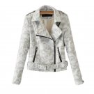 New 2017 Autumn Camouflage Leather Jacket Women Causal Long Sleeve Slim Turn-down Collar Motorcycle 
