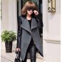 ROPALIA 2017 Winter Fall Women Fashion Patchwork Coat Female Long Wool PU Leather Sleeve Jacket C