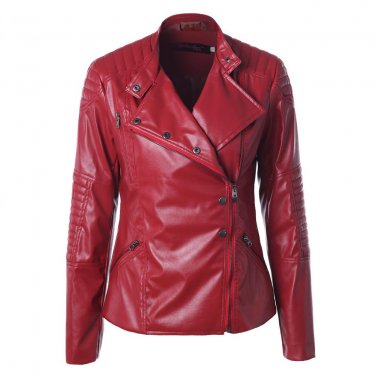 NIBESSER 2017 Side Zipper Button PU Leather Jackets Women Stand Collar Long Sleeve Coats Autumn Wint