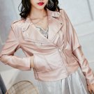 2017 Fashion spring Autumn Women Brand Faux Soft Leather Short Jackets PU Black pink Yellow Zippers 