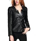 New Fashion European and American Women Soft Leather Jacket PU Black Wine Red zipper Long - sleeved 