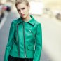 2018 New Women PU Leather Motorcycle Jackets Coats Green Wash Women Motorcycle Faux Leather Jacket C