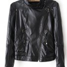 2017 New Autumn Biker Jacket Women Causal Long Sleeve Slim Turn-down Collar Zipper Punk Leather Coat