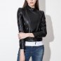 2017 New Autumn Biker Jacket Women Causal Long Sleeve Slim Turn-down Collar Zipper Punk Leather Coat