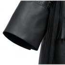 New Women Long PU Leather Jackets and Coats Fashion Fringe Black Hollow Out Slim Women Coat jaqueta 