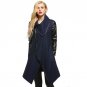 Women Lapel Faux Leather Patchwork Long Jacket Irregular Hem Wool Coat Overcoat Casaco Feminino Plus