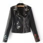 2017 New Leather embroidery jacket coat women Long sleeve color motorcycle basic jacket  Autumn fash