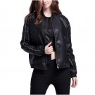 2017 Autumn Leather Jacket Women Casual Long Sleeve Stand Collar Coat Fashion PU Leather Boyfriend L