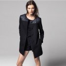2017 New Autumn Winter Warm Women Coats Laidies Long Sleeve Fashion Leather Solid Round Neck Jacket 