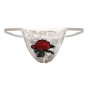 Sexy G-String Women Lace Floral Appliques Briefs Panties Thongs Lingerie Mid-Rise Underwear White Bl