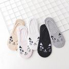 5Pairs/Bag Good Quality Cute Colorful Cartoon Animals Cat Face Low Invisible Women Sock Slippers Gir